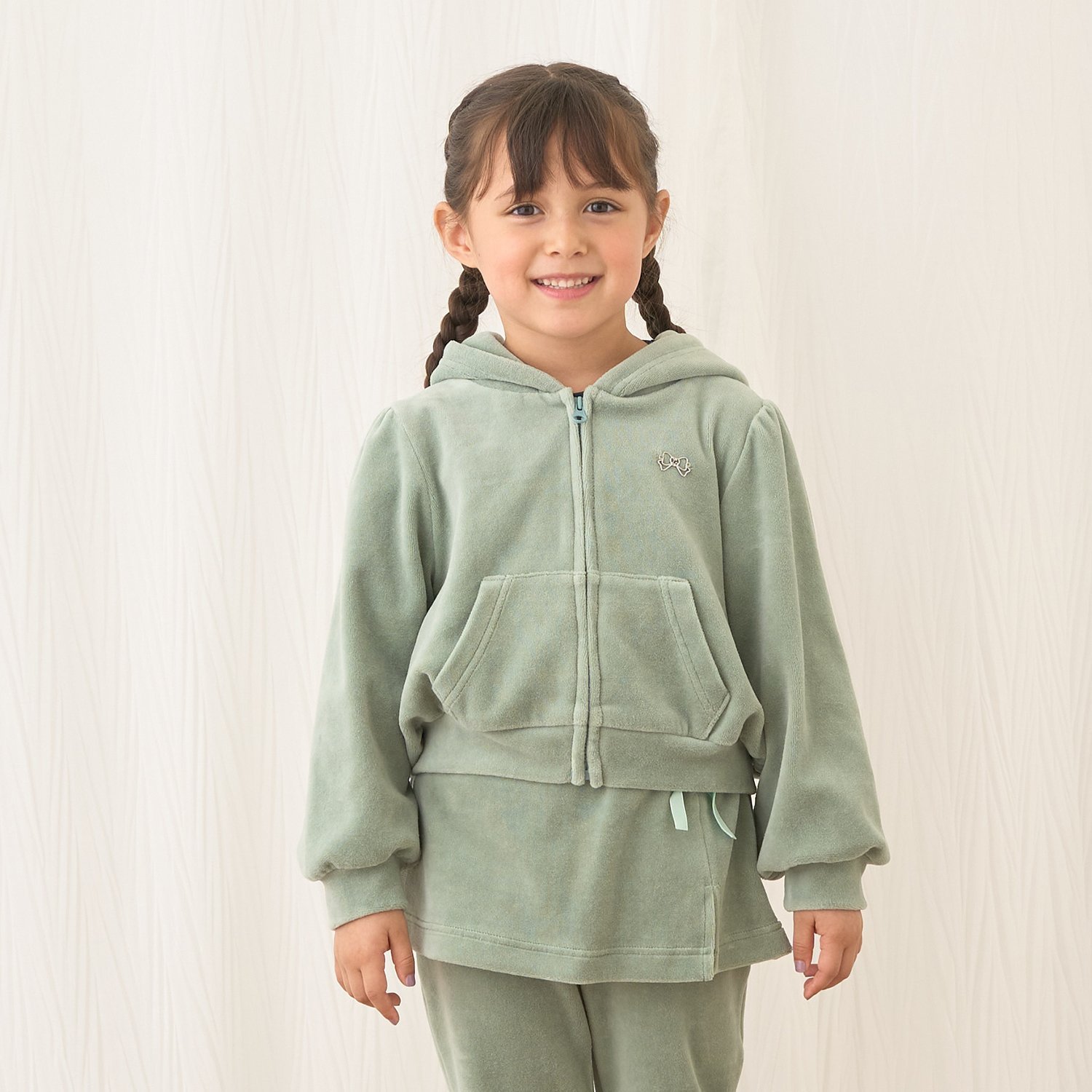 リセマイン(Lycee mine)【もっちりベロア】【セットアップ可】ギャザースリーブジップパーカのサムネイル