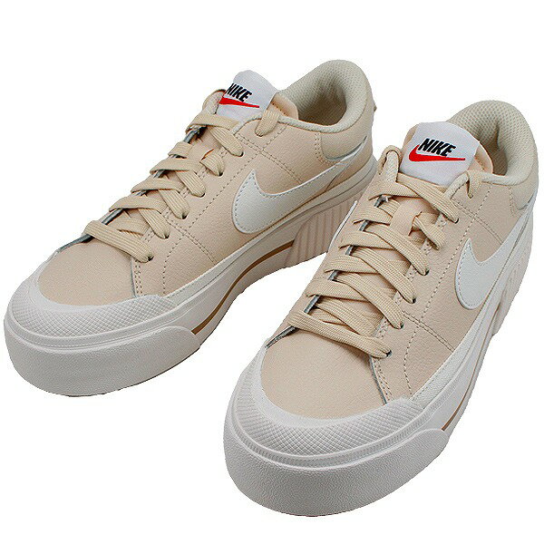 NIKE (P) ナイキ スニーカー レディース ベージュ ホワイト 厚底 カジュアル テニス 運動靴 シューズ ローカット COURT LEGACY LIFT コート レガシー リフト DM7590 200 【レディース】のサムネイル