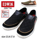 エドウィン スニーカー スリッポン メンズ EDWIN EDW-7768 かかとが踏める 2WAY キルティング ブラック カーキ 軽量 軽い 幅広 黒 緑 防滑 滑らない 滑りにくい 靴 シューズ クッション性 ふかふか 送料無料 おしゃれ かっこいい 【メンズ】(4)