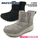 Skechers スケッチャーズ BOBS SPARROW 2.0-CLUB SNOW ボブス スパロウ 2.0-クラブスノー 117059 ブラック/ブラック トープ 撥水加工 ショートブーツ 【レ