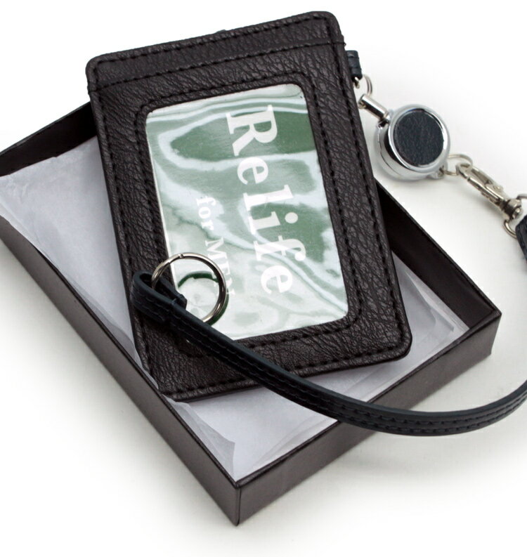 パスケース 定期入れ リール付 【送料無料】ブラック・チョコ・ネイビー