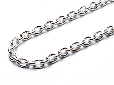 シルバーあずきチェーン・長さ45cm・幅3.4mm定番のあずきチェーンの太いタイプです。留め具は、仕入れ状況によりロブスターの場合がございます。【送料無料】