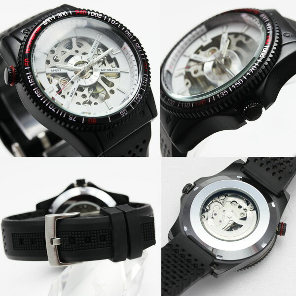 メンズ腕時計 【インナーダイアル仕様】フルスケルトンビッグフェイス自動巻き腕時計【保証書付】