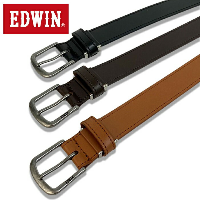 エドウィン ベルト EDWIN エドウィン 30mm 牛革 本革 レザー ステッチ入り シングルステッチベルト シンプル クール カジュアル バックル ファッション メンズ 男性用 ブラック ダークブラウン ブラウン