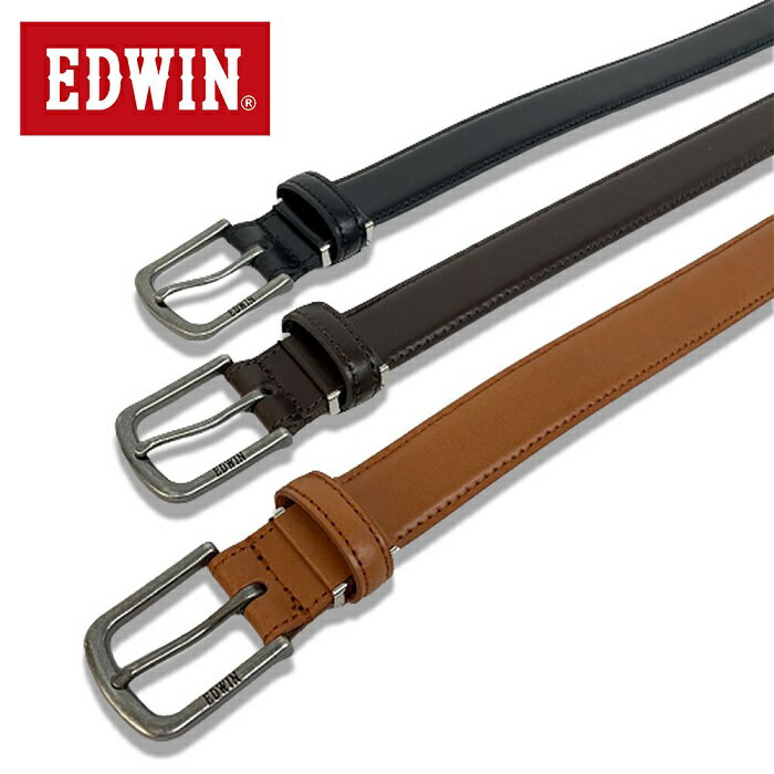 エドウィン ベルト EDWIN エドウィン 30mm フェザー加工 牛革 本革 レザー ステッチ入り シングルステッチ シンプル クール 上品な作り バックル ファッション メンズ 男性用 ブラック ダークブラウン ブラウン