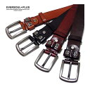 ベルト 【EVERSOUL PLUS】37mm 刻印入り飾りボタン仕様本革カウレザーベルト