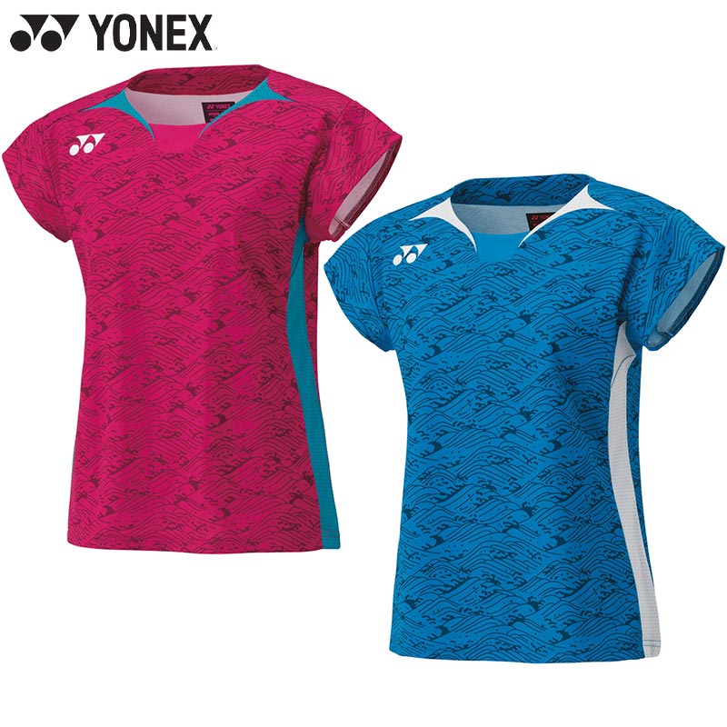 ヨネックス レディース ウィメンズゲームシャツ(フィットシャツ) バドミントン ウェア 競技 半袖 トップス UVカット 吸汗速乾 ストレッチ 制電 ブルー 青 送料無料 YONEX 20822