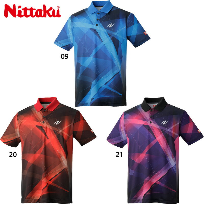 ニッタク メンズ レディース ブレクルシャツ 卓球 競技 アパレル トップス 半袖 ユニフォーム JTTA公認 男女兼用 吸汗速乾 軽量 伸縮 ドライ UVカット ブルー レッド 青 赤 ピンク 送料無料 Nittaku NW-2210