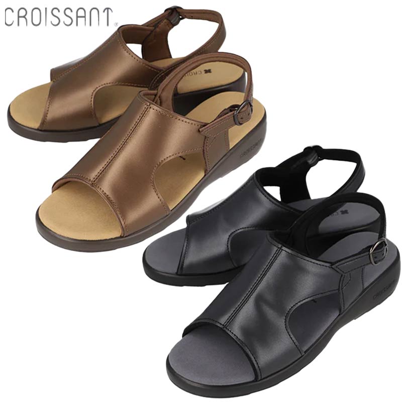 2E相当 クロワッサン レディース サンダル 靴 シューズ コンフォート 履きやすい ブラック 黒 ブラウン..