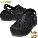 クロックス レディース バヤ プラットフォーム クロッグ サンダル 靴 シューズ クロッグ 厚底 ブラック 黒 送料無料 crocs 208186の商品画像