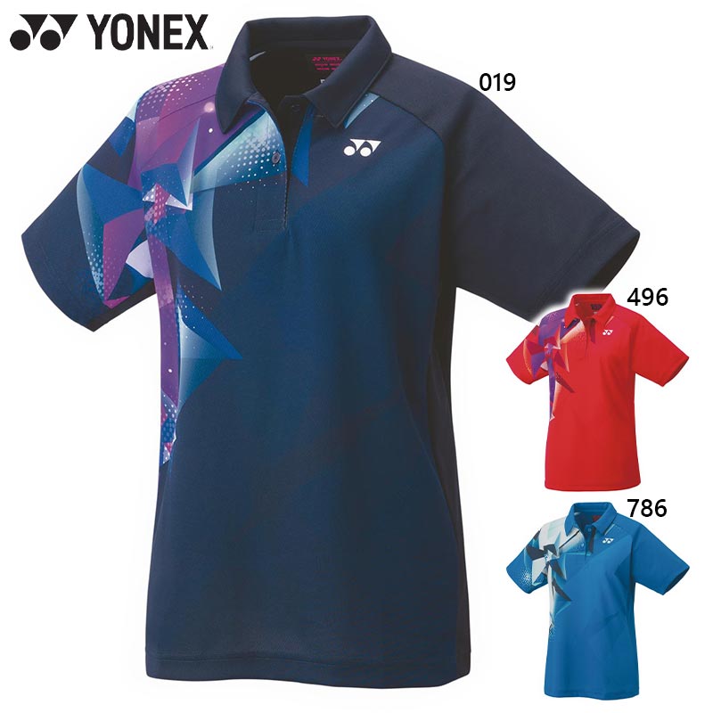 ヨネックス レディース ウィメンズゲームシャツ バドミントン ウェア 競技 トップス 半袖 UVカット 吸汗速乾 制電 運動 スポーツ ネイビー ブルー レッド...