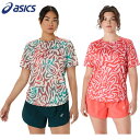 アシックス レディース ROAD ALL OVER PRINT SS TOP アパレル ランニング トップス 半袖 軽量 吸汗速乾 運動 スポーツ ピンク ベー...