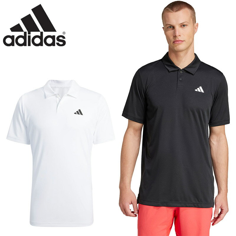 アディダス メンズ M TENNIS CLUB S/S ポロシャツ テニス ウェア 競技 半袖 2つボタンプラケット ポロ襟 フリーリフトデザイン レギュラーフィット ホワイト 白 ブラック 黒 送料無料 adidas KUE69