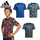 アディダス ジュニア キッズ キッズ プラクティス グラフィック ジャージー サッカー アパレル 競技 半袖 レギュラーフィット クルーネック ブラック 黒 ネ...
