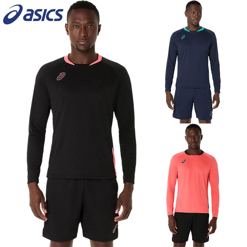 アシックス メンズ プラクティス長袖シャツ サッカー アパレル 競技 トップス 吸汗速乾 運動 スポーツ ブラック 黒 ネイビー ピンク 送料無料 asics ...