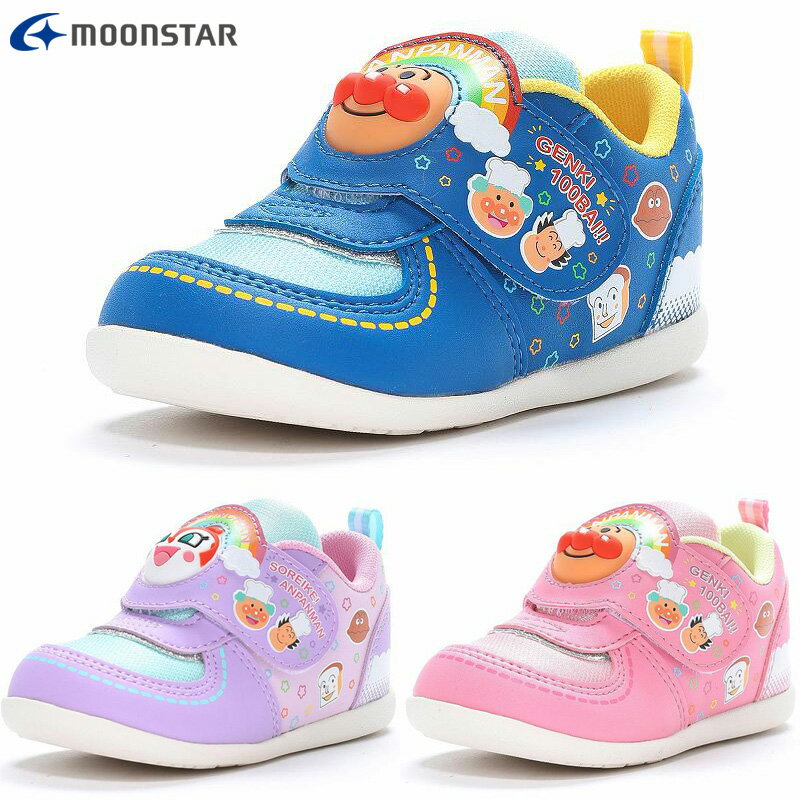 アンパンマン ベビー キッズ AP B51 男の子 女の子 アンパンマン ドキンちゃん 靴 シューズ ベルクロ マジックテープ ブルー 青 ピンク パープル 紫...