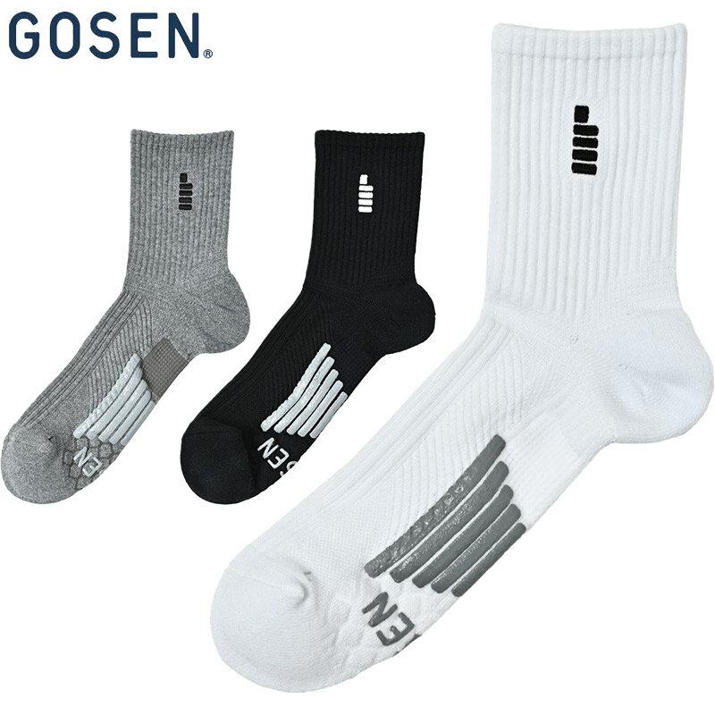 メール便発送 ゴーセン メンズ レディース 高機能ソックス(先丸) 25-28cm テニス 競技 アクセサリー 靴下 吸汗速乾 抗菌 防臭 運動 スポーツ ホワイト 白 ブラック 黒 グレー 灰色 GOSEN F2500