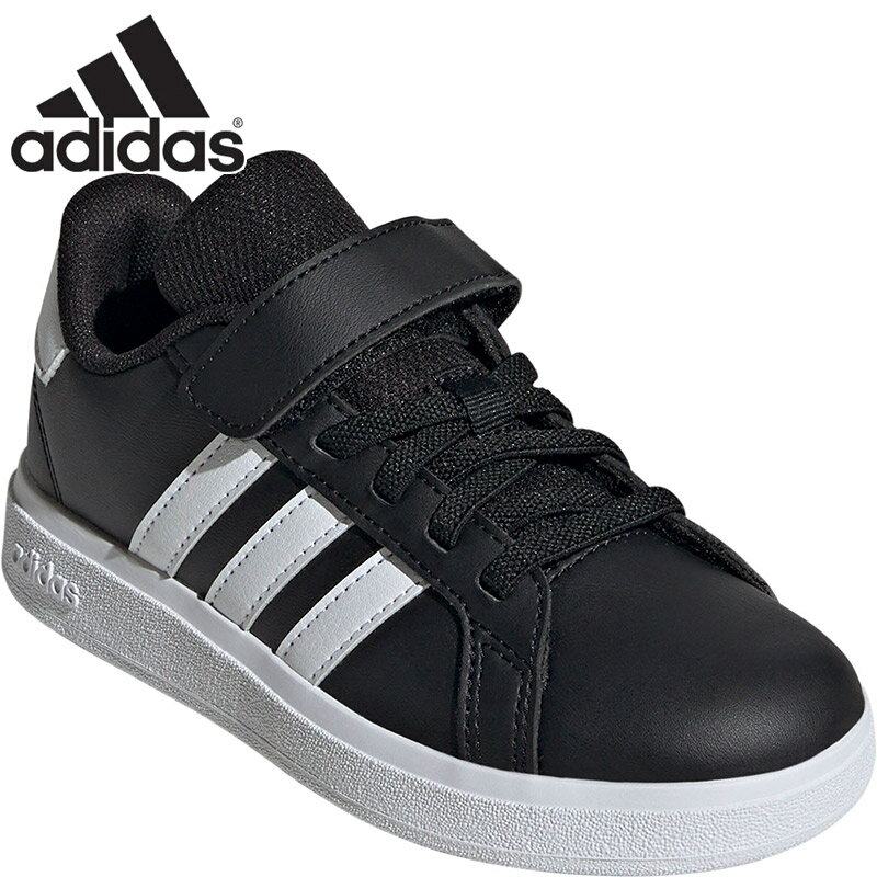 アディダス ジュニア キッズ GRAND COURT 2.0 EL C 男の子 女の子 靴 シューズ カジュアル コート 面ファスナーストラップ ゴム紐 ブラッ...