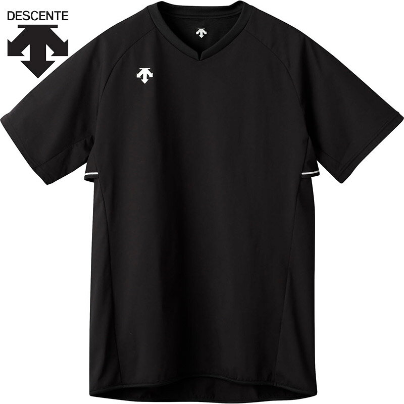 デサント メンズ レディース 半袖バレーボールピステ バレーボール ウェア 競技 トップス ピステ 半袖 トレーニング 練習 部活 ブラック 黒 送料無料 DESCENTE DV5SWB01U