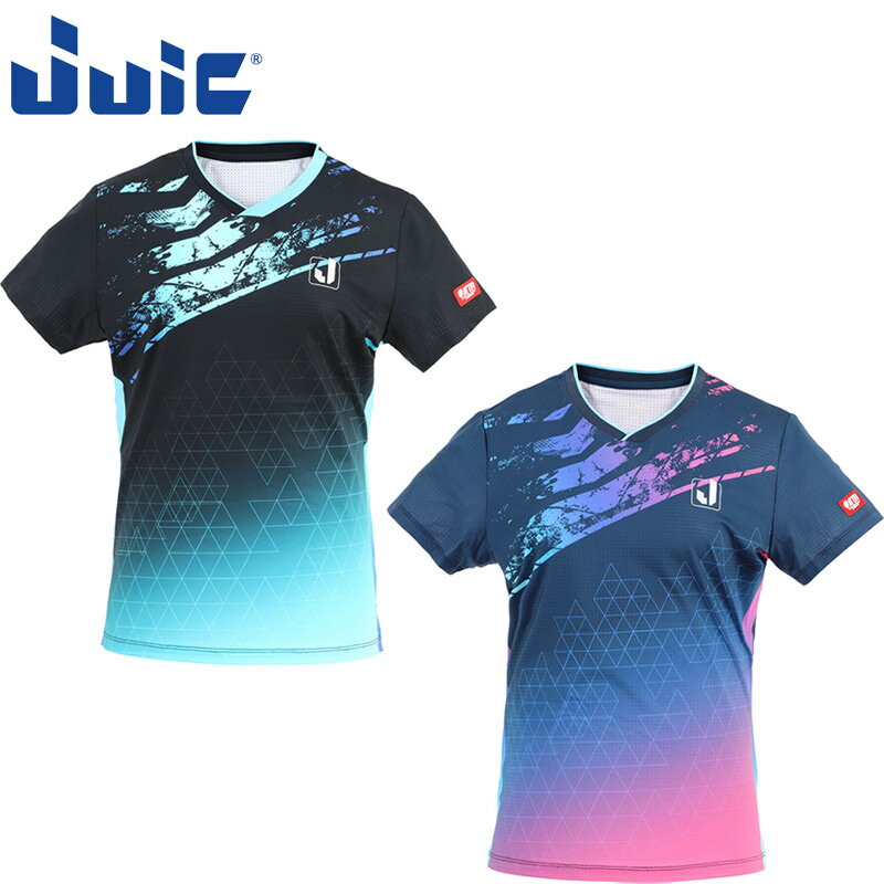 ジュウイック レディース JUICコーデS 卓球 ウェア 競技 トップス 半袖 Uネック 軽量 吸収速乾 JTTA公認 ゲームシャツ 試合 ブラック 黒 ネイビー 送料無料 JUIC 5672