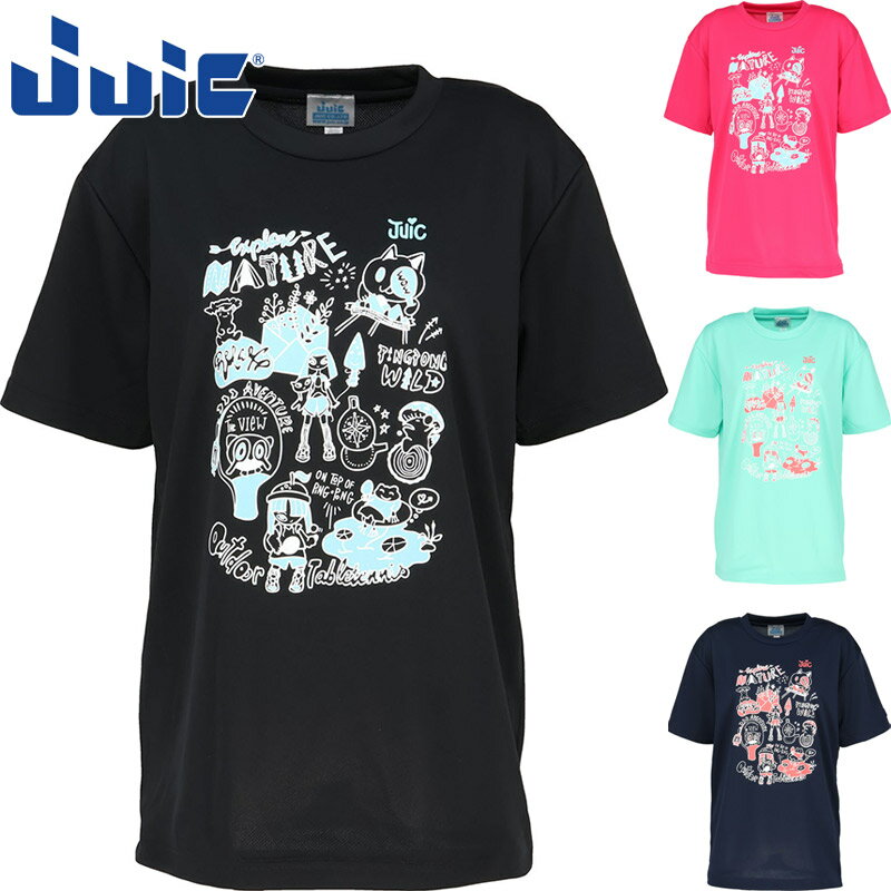 ジュウイック メンズ レディース JUIC ナチュール 卓球 ウェア 競技 トップス 半袖 Uネック 軽量 吸収速乾 JTTA公認 ゲームシャツ 試合 ブラック 黒 ネイビー ピンク グリーン 緑 JUIC 5696