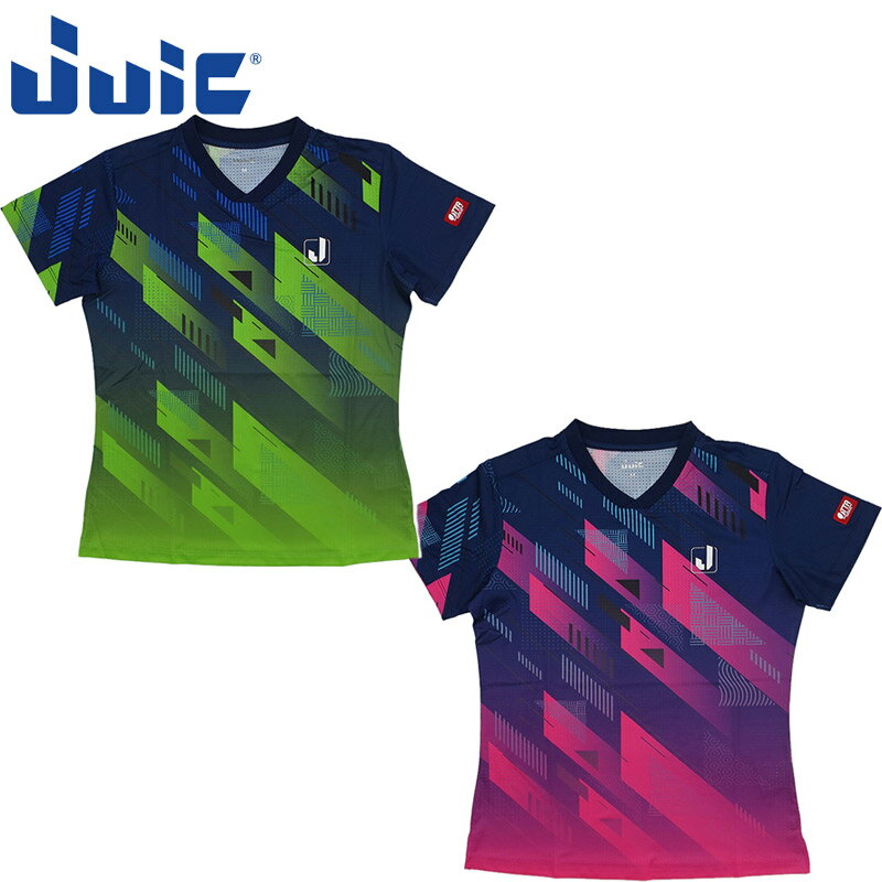 ジュウイック レディース Galaxy-J 卓球 ウェア 競技 トップス 半袖 Uネック 軽量 吸収速乾 JTTA公認 ゲームシャツ 試合 ウエストタイト ネイビー 送料無料 JUIC 5660