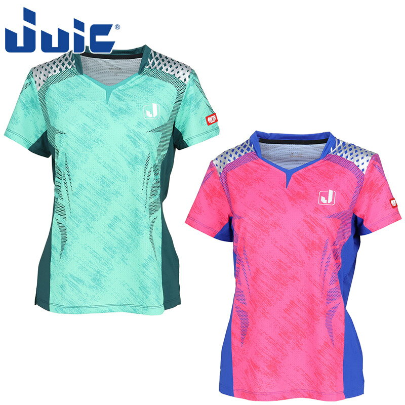 ジュウイック レディース JUIC ハウル 卓球 ウェア 競技 トップス 半袖 Uネック 軽量 吸収速乾 JTTA公認 ゲームシャツ 試合 ウエストタイト ピンク グリーン 緑 送料無料 JUIC 5677W