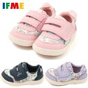 クーポン配布中！イフミー IFME スニーカー ベビー BABY CALIN 水彩花柄ワンベルトスニーカー MF20-3815 ピンク パープル ネイビー PINK PURPLE NAVY 12cm～15cm 3E相当 靴 シューズ 23FW あす楽