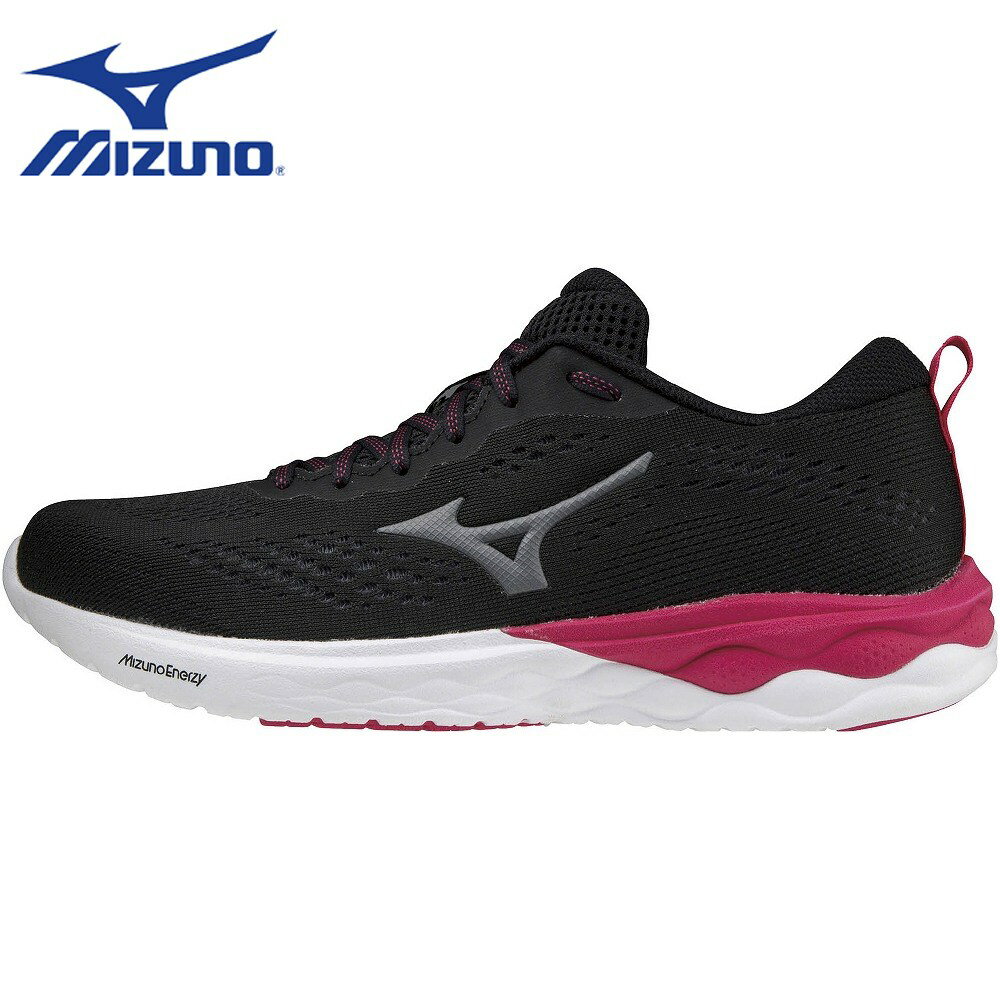 ミズノ MIZUNO J1GD218509 レディース靴 靴 シューズ 3E相当 スポーツシューズ ランニングシューズ クッション性 快適 ウエーブリボルト 2 ワイド ブラック×ブラック×ピンク