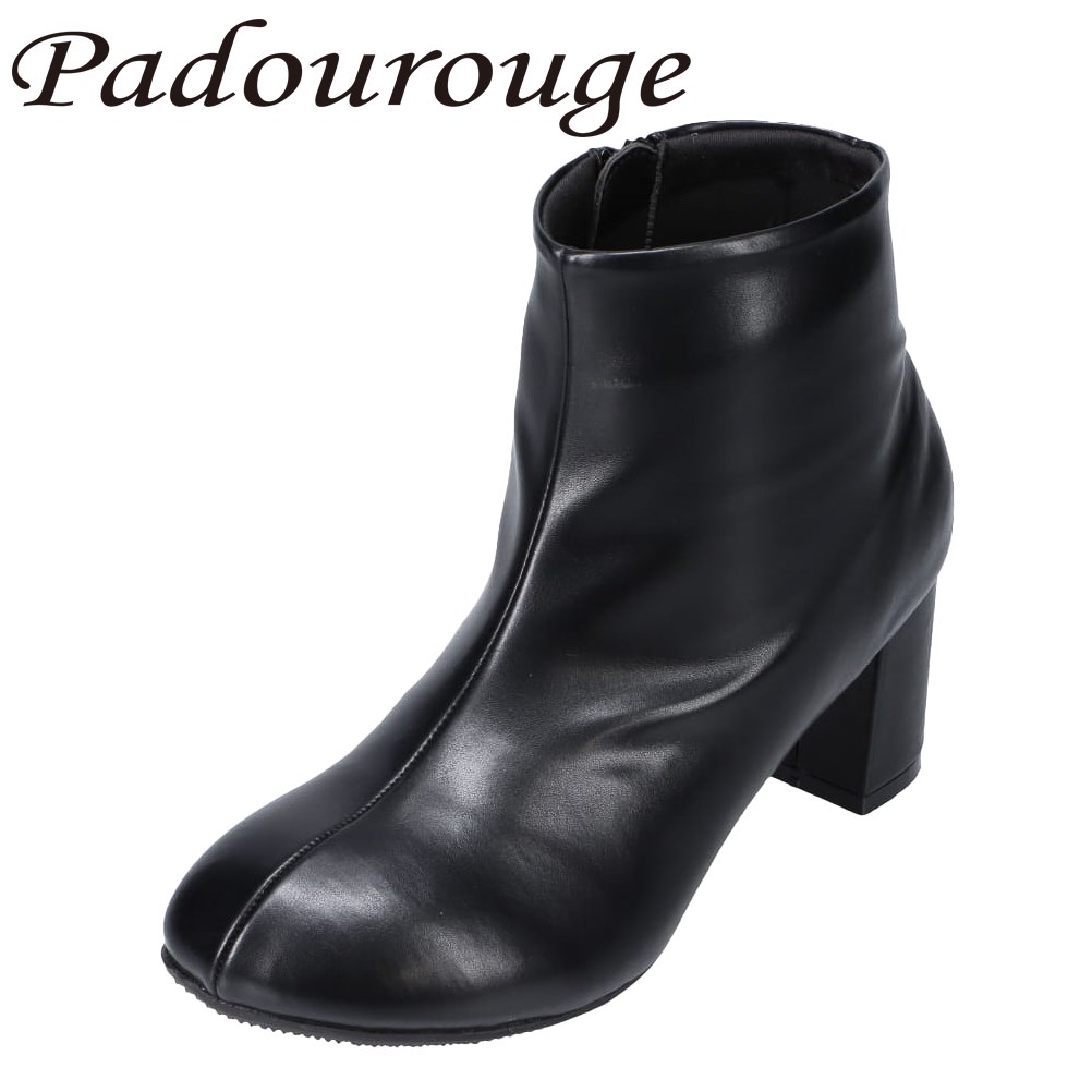 パドリュージュ Padourouge PD-540 レディース靴 靴 シューズ 2E相当 ブーツ ショートブーツ 防水 雨の日 チャンキーヒール トレンド 人気 ブラック