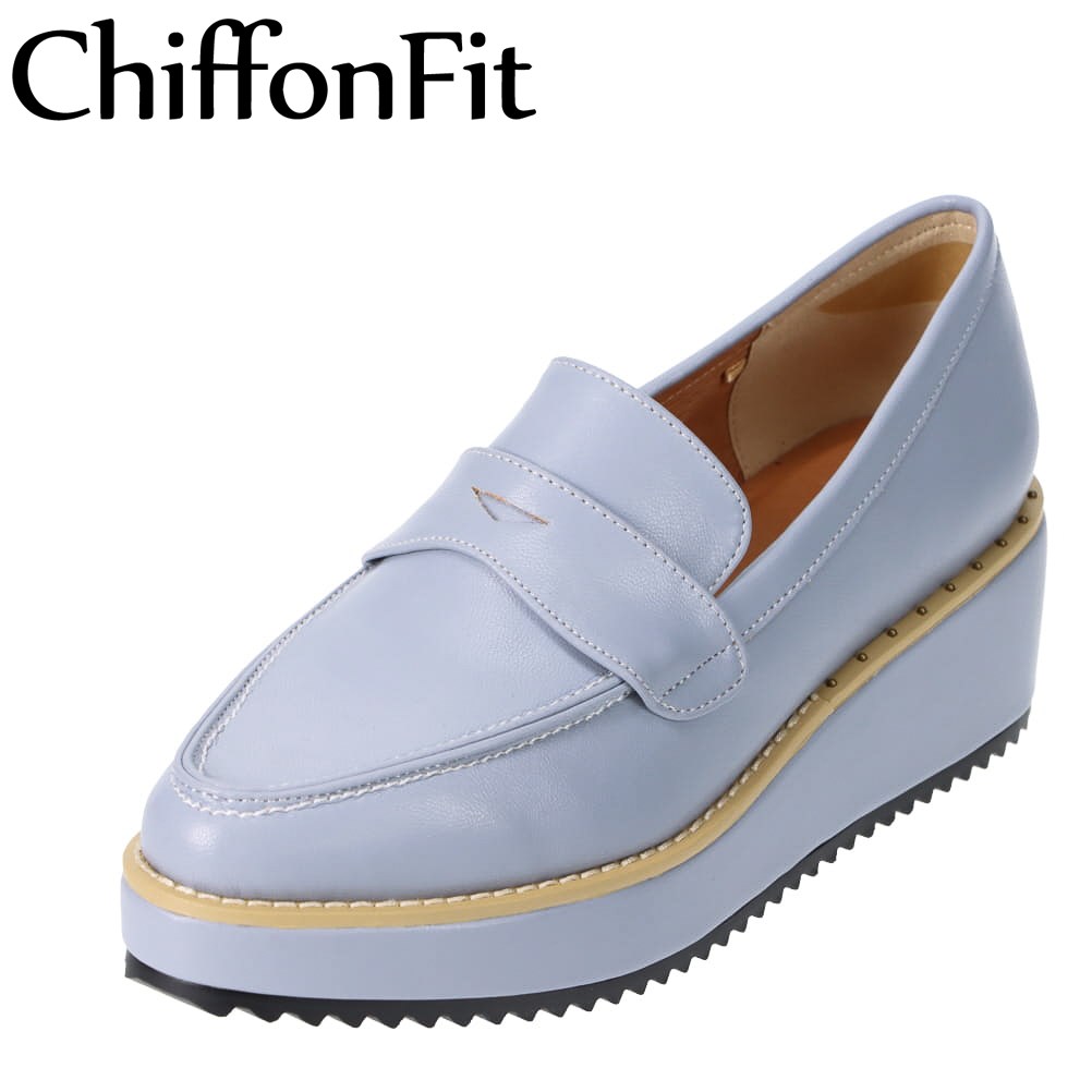 シフォンフィット ChiffonFit CF-94406 レディース靴 靴 シューズ 2E相当 ローファー ラウンドトゥ 厚底 ボリューム キレイめ ライトグレー