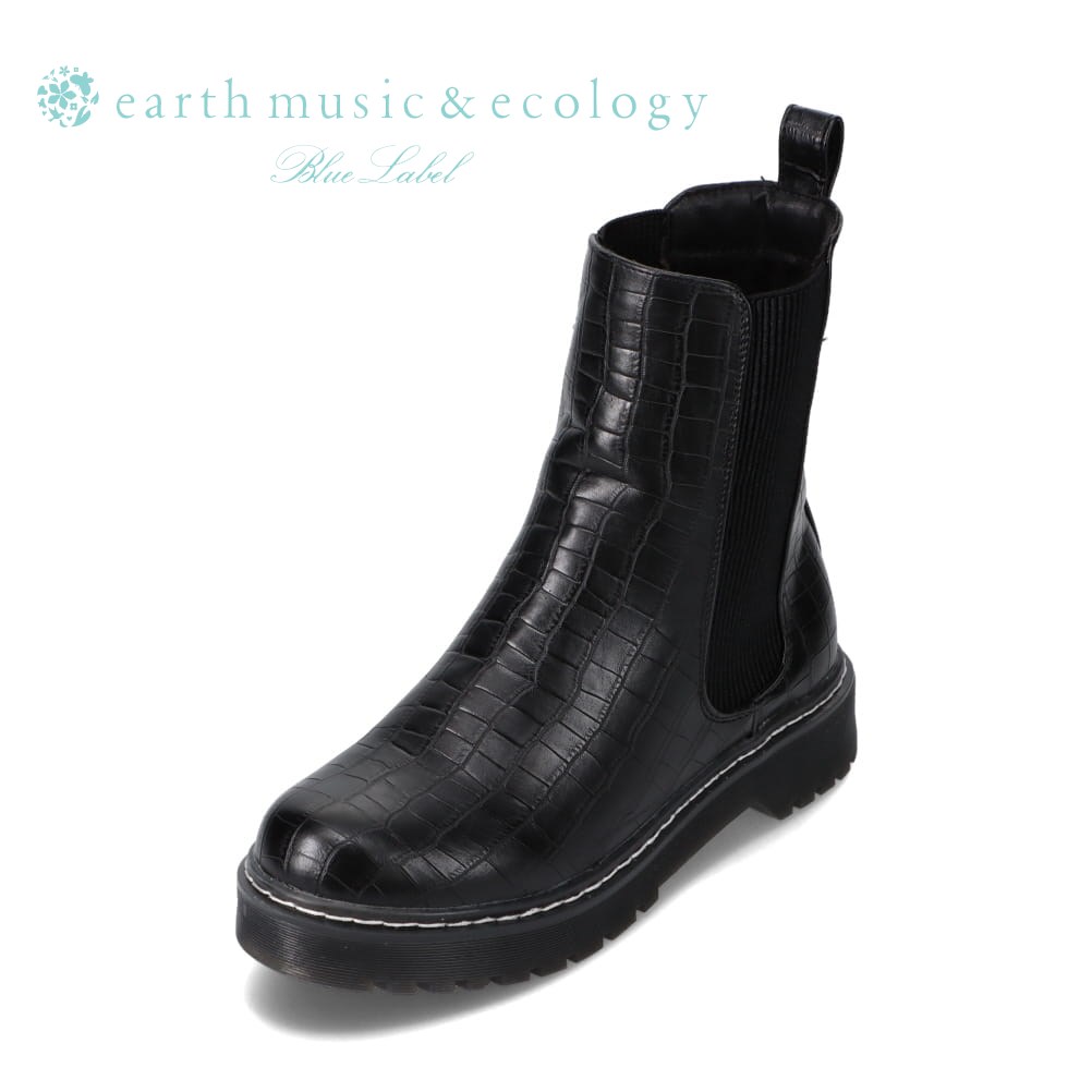 アースミュージックアンドエコロジー earth music ecology EM-856 レディース靴 靴 シューズ 3E相当 ショートブーツ サイドゴアブーツ ミドル丈ブーツ ボリューム底 リブ 履きやすい 安定感 人気 ブランド おしゃれ ブラック×コンビ