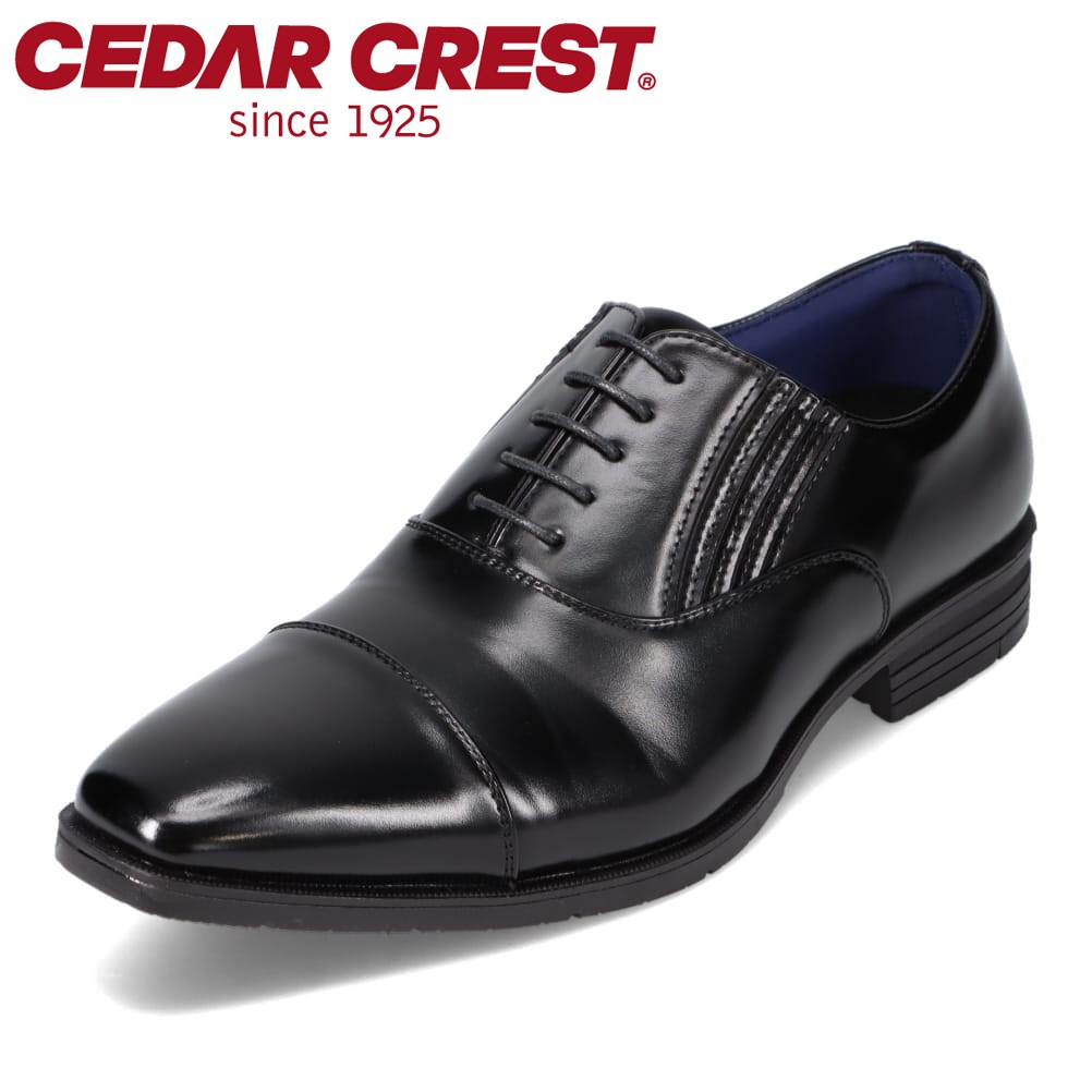セダークレスト CEDAR CREST CC-1341 メンズ靴 靴 シューズ 4E相当 ビジネスシューズ 内羽根 ストレートチップ 幅広 撥水 防滑 防汚 歩きやすい 痛くない サイドゴア 脱ぎ履きしやすい 冠婚葬祭 仕事 フォーマル ブラック