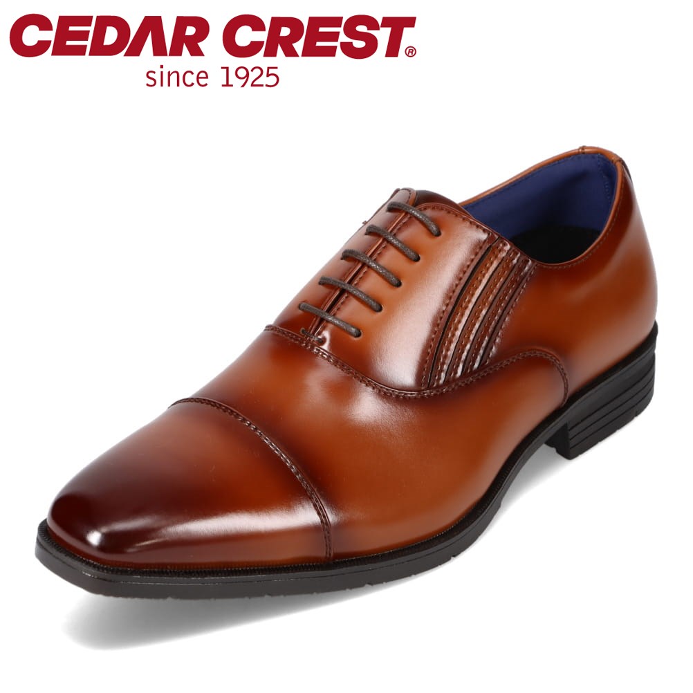 セダークレスト CEDAR CREST CC-1341 メンズ靴 靴 シューズ 4E相当 ビジネスシューズ 内羽根 ストレートチップ 幅広 撥水 防滑 防汚 歩きやすい 痛くない サイドゴア 脱ぎ履きしやすい 仕事 ライトブラウン