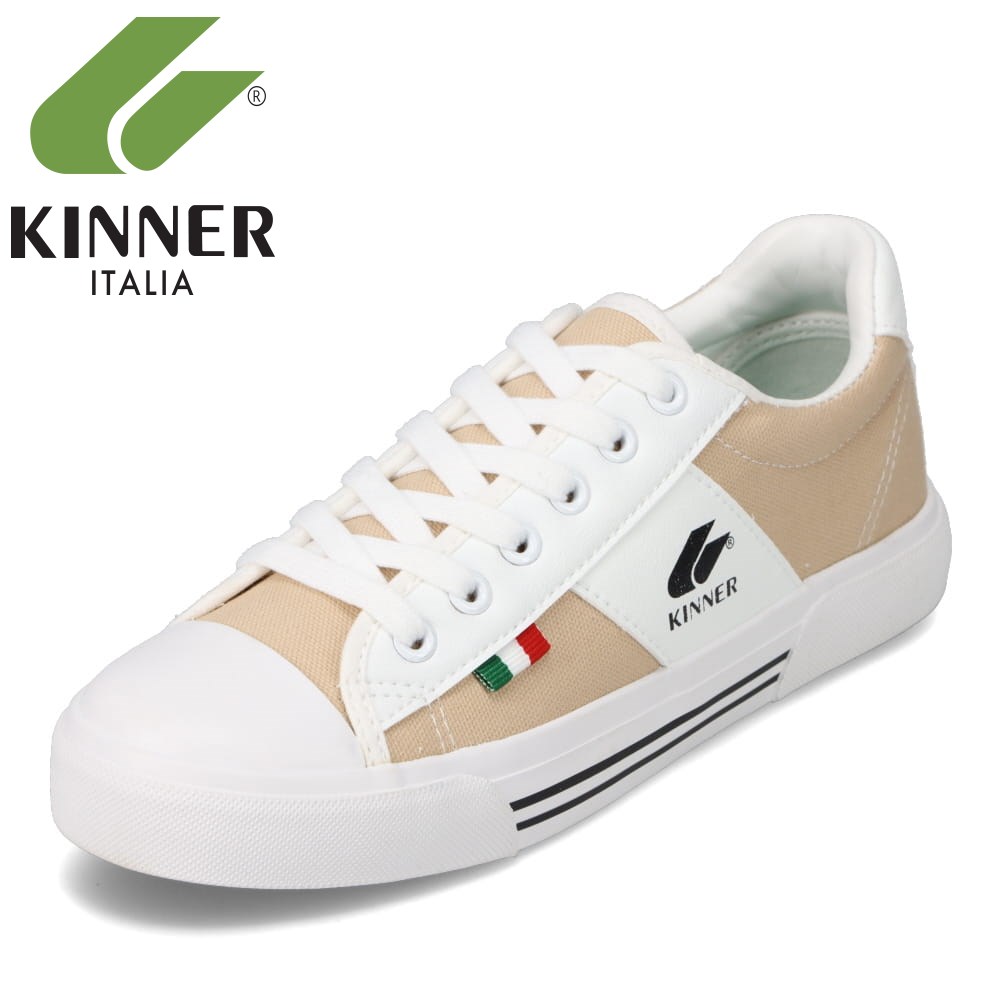 キナー KINNER KNR-26602 レディース靴 靴 シューズ 2E相当 ローカットスニーカー コートスニーカー シンプル 定番 人気 ベージュ