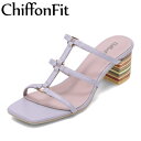 シフォンフィット ChiffonFit CF-480 レディース靴 靴 シューズ 2E相当 サンダル ミュール ヒールサンダル ミュールサンダル 美脚 スクエアトゥ スタイリッシュ パープル