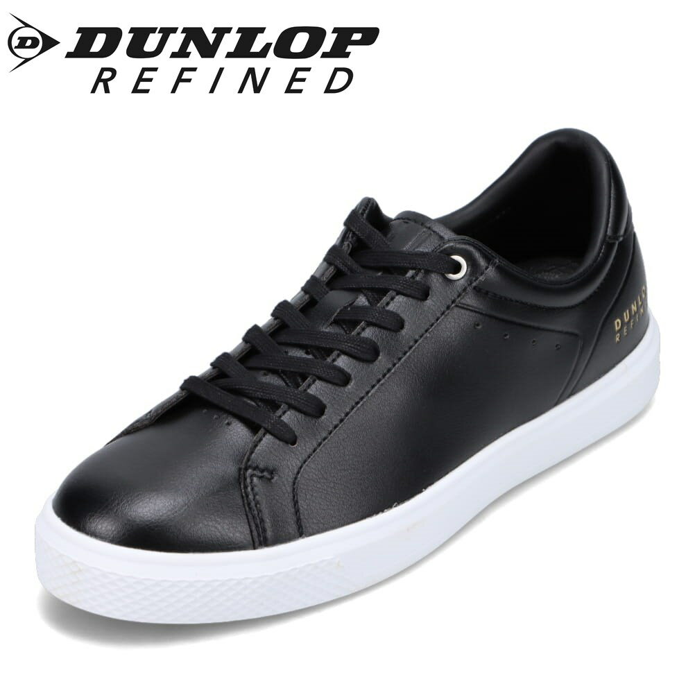 ダンロップ ダンロップ リファインド DUNLOP REFINED DA7002 メンズ靴 靴 シューズ 2E相当 スニーカー コートスニーカー ウォーキングシューズ 歩きやすい シンプル ローカットスニーカー ブラック×ホワイト