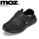 モズ スウェーデン MOZ sweden MOZ1276 メンズ靴 靴 シューズ 2E相当 スニーカー スリッポン キックバック 2WAY クッション性 アンティーク調 フェイクレザー 人気 ブランド ブラック