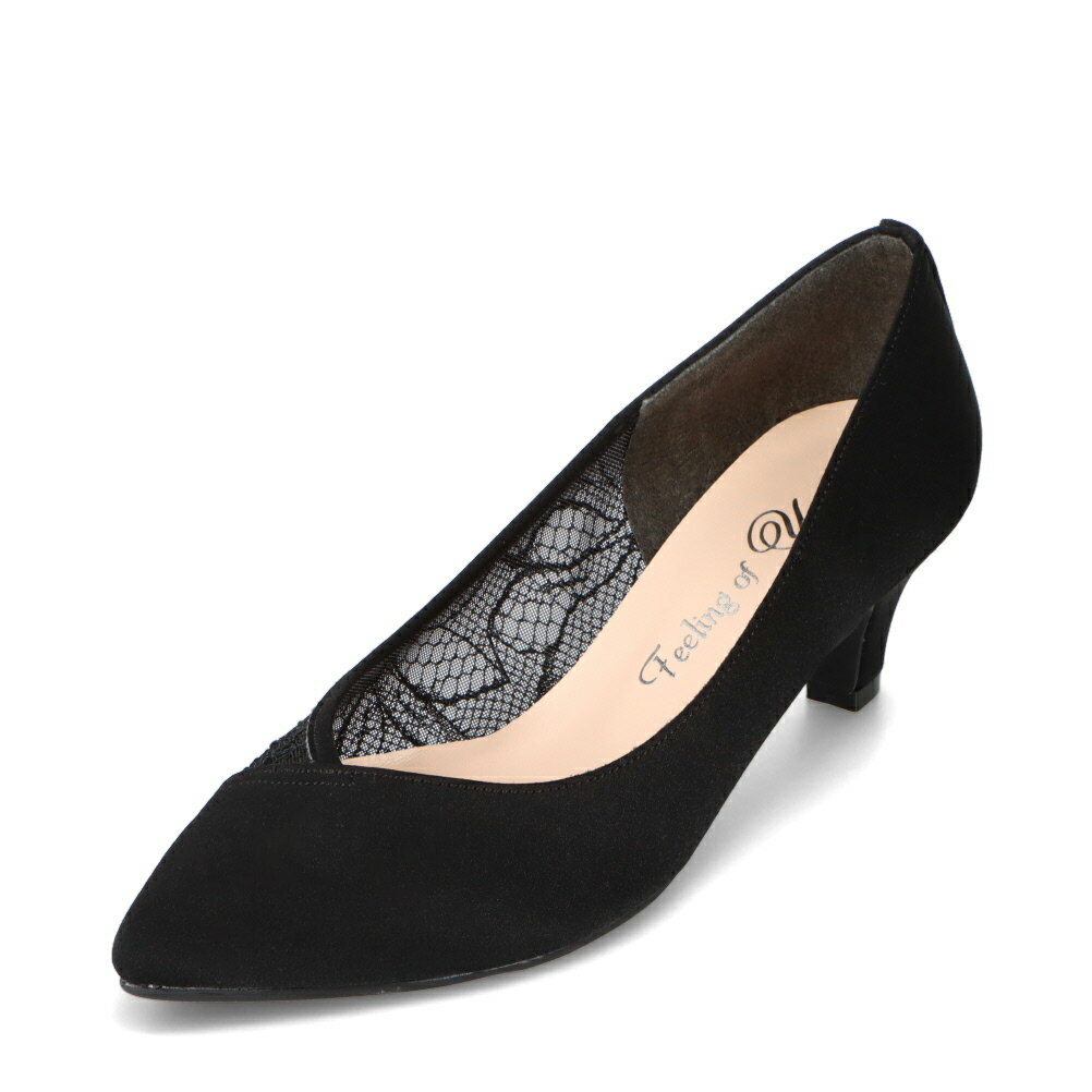 フィーリングオブユイ Feeling of yui 19220 レディース靴 靴 シューズ 2E相当 パンプス レース チュール 美脚 エレガント 人気 ブラック