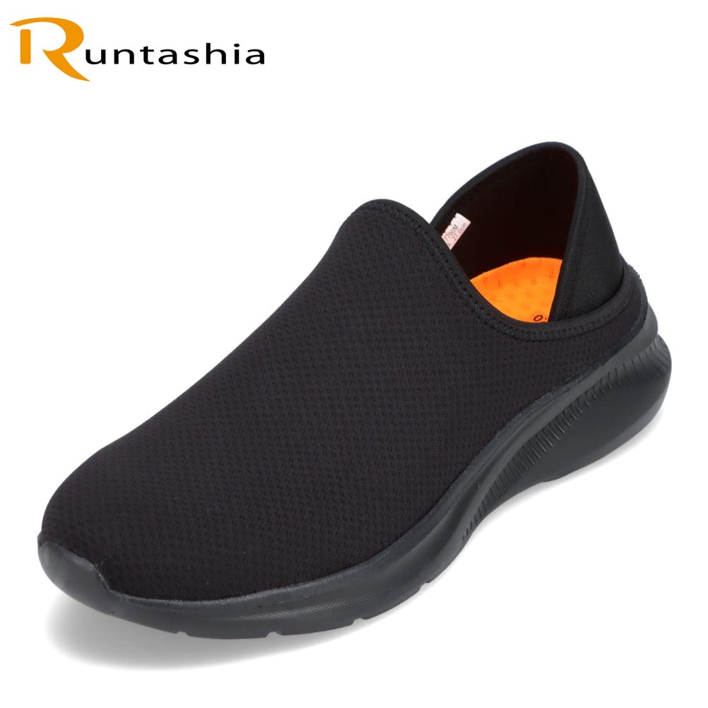 ランタシア RUNTASHIA RT7700M メンズ靴 靴 シューズ 3E相当 キックバック スリッポン 軽量 2WAY 履きやすい ローカットスニーカー 伸縮性 ブラック