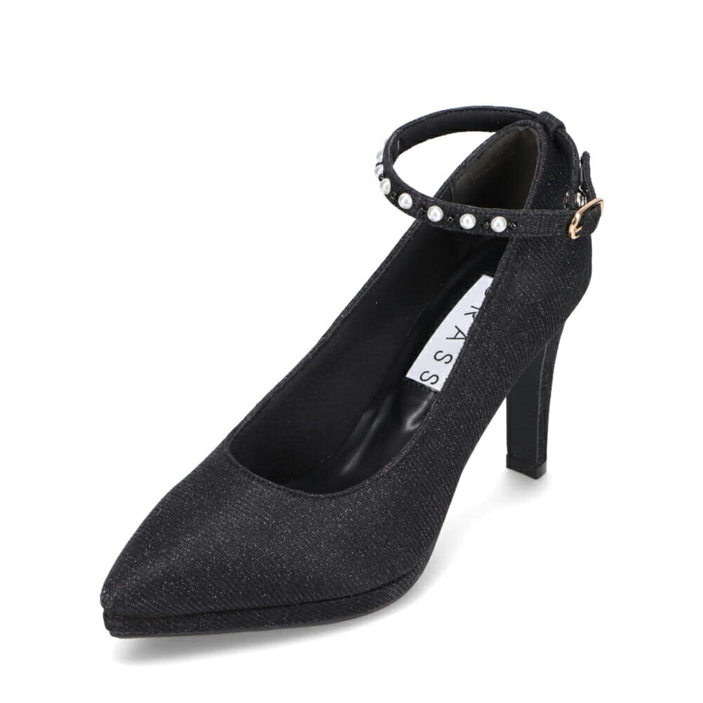 グラス GRASS GR400 レディース靴 靴 シューズ 2E相当 パンプス ストラップパンプス ポインテッドトゥ 通勤 オフィス ストーム クッション性 ラメ パール ブラック