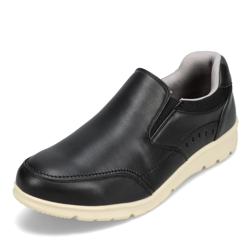フェザーステップ FEATHER STEP FS-801 メンズ靴 靴 シューズ 3E相当 撥水加工スリッポン やわらかソール ローカット 晴雨兼用 ストレッチ 柔らかい 歩きやすい シンプル ブラック