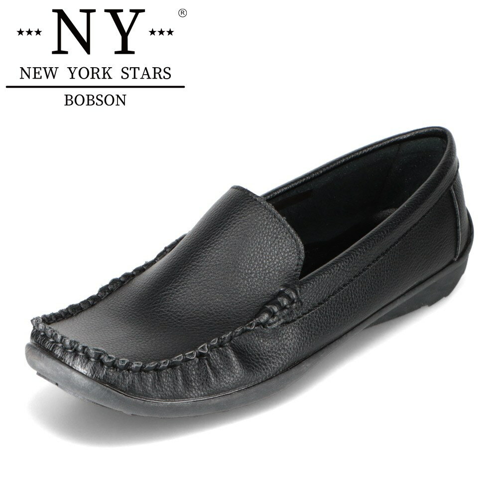 ニューヨーク・スターズ ・ボブソン NEW YORK STARS BOBSON NY-3801 レディース靴 靴 シューズ 3E相当 カジュアルシューズ スリッポン 履きやすい 柔らかい リサイクル ブラック
