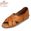 ギャザー gather G-1010 レディース靴 靴 シューズ 2E相当 パンプス オープントゥ カジュアル 編み込み 夏 歩きやすい シンプル キャメル