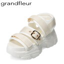 グランドフルール grandfleur QNS1901 レディース靴 靴 シューズ 4E相当 サンダル スポーツ スポサン 厚底 ストラップ 面ファスナー ベルト プラットフォーム フィット アイボリー