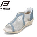 バイオフィッター biofitter BFL-4502 レディース靴 靴 シューズ 3E相当 サンダル カジュアル スパット シューズ 手を使わずに履ける ハンズフリー 立ったまま履ける 吸湿 消臭 花柄 チュール 通気性 メッシュ 夏 ブルー