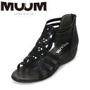ムーム MUUM MM391 レディース靴 靴 シューズ サンダル グラディエーター ブーツ 低反発 屈曲性 グリップ ファスナー ジッパー チャック キラキラ ラインストーン ビジュー ラメ ブラック