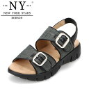 ニューヨーク・スターズ ・ボブソン NEW YORK STARS BOBSON NY-22193 レディース靴 靴 シューズ 3E相当 サンダル 厚底 痛くない 歩きやすい ベルト バックル シンプル ブラック