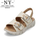 ニューヨーク・スターズ ・ボブソン NEW YORK STARS BOBSON NY-22193 レディース靴 靴 シューズ 3E相当 サンダル 厚底 痛くない 歩きやすい ベルト バックル シンプル アイボリー