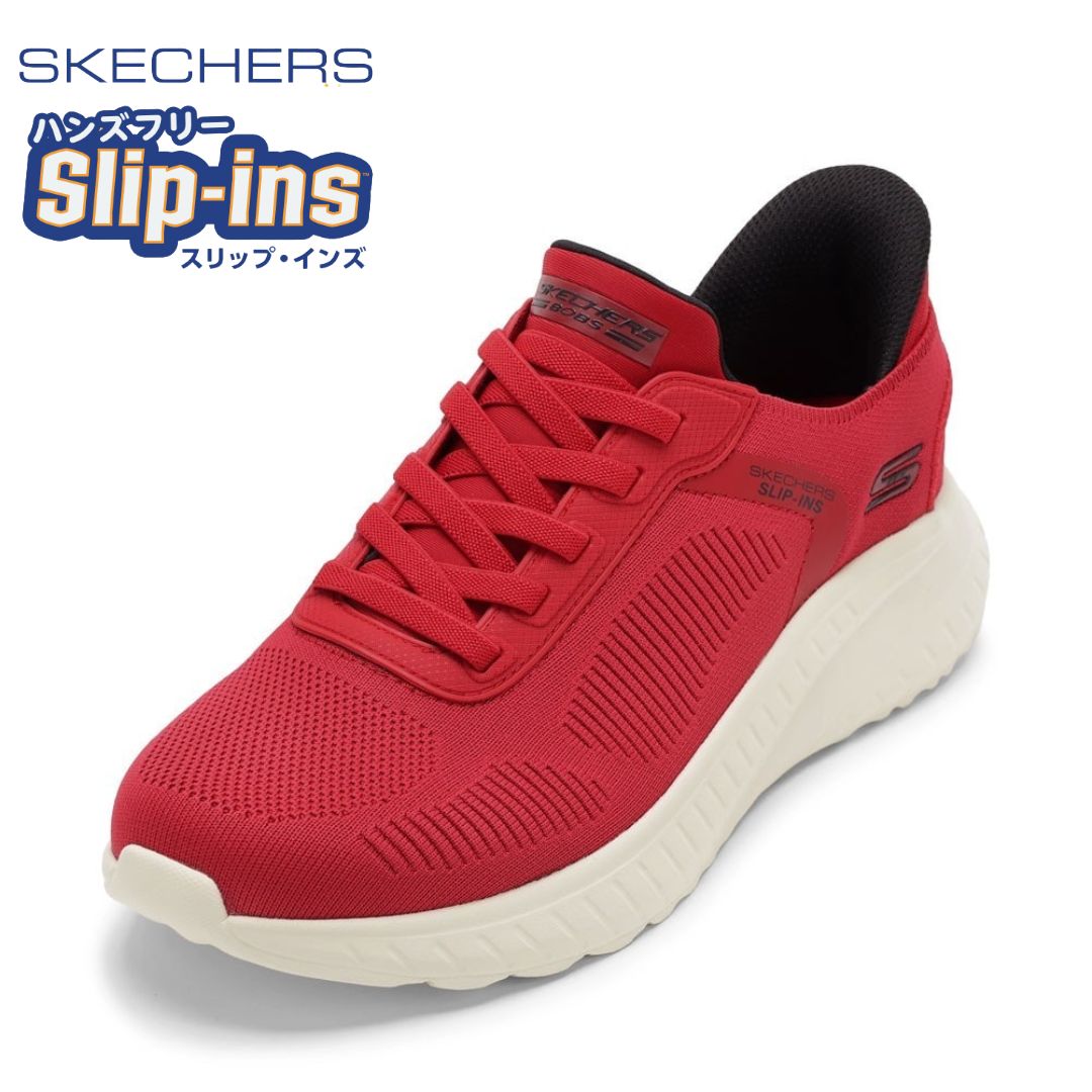 【全品P10倍！14日10:00～62H限定】スケッチャーズ SKECHERS 118312W メンズ靴 靴 シューズ 4E スニーカー スリップインズ ハンズフリー クッション性 BOBS SQUAD CHAOS ローカットスニーカー 人気 ブランド レッド